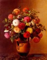 Stillleben von Dahlien in einem Vase Blume Johan Laurentz Jensen Blume